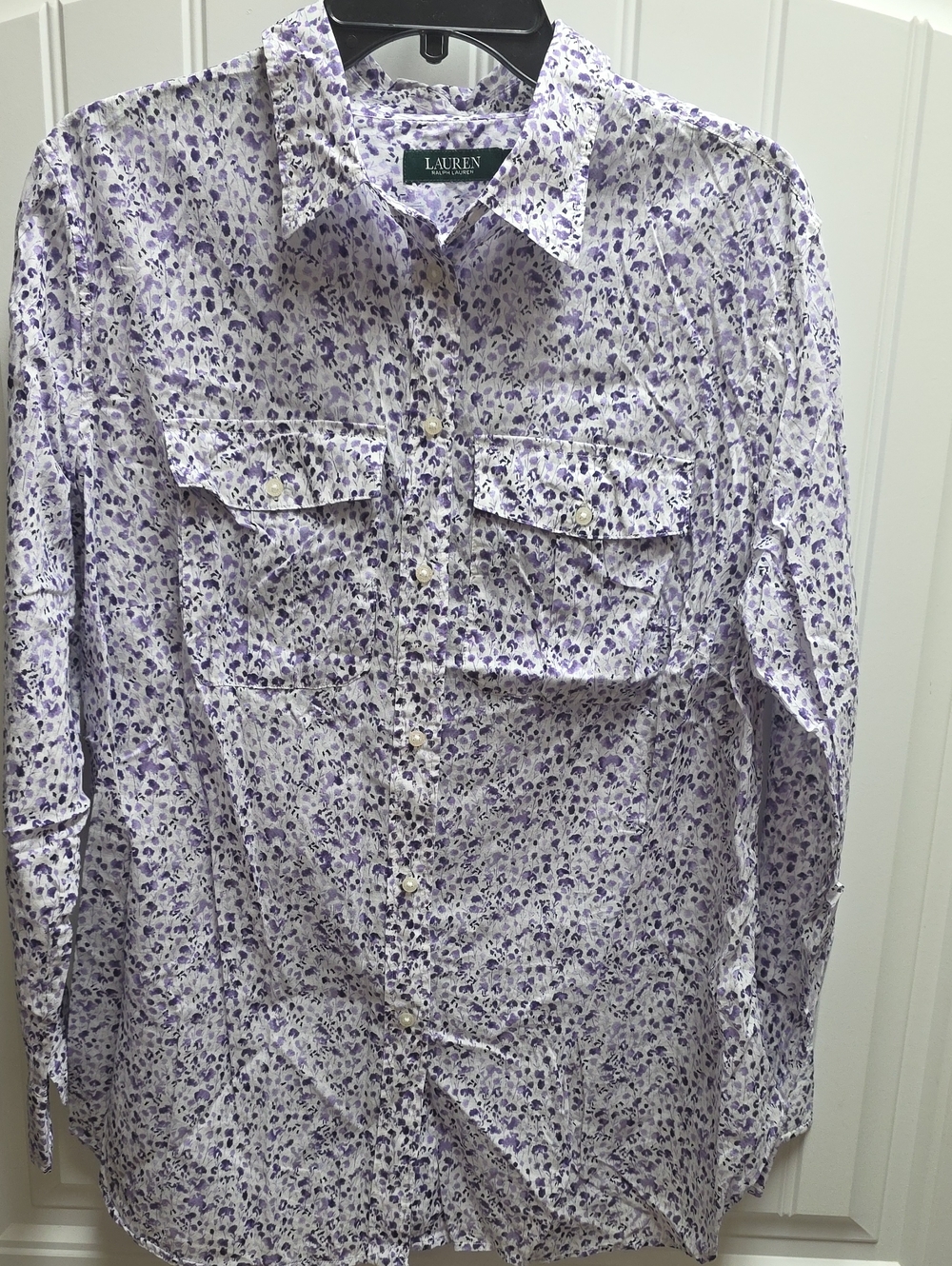 Lauren by Ralph Lauren Lavender Floral Button-Down Shirt - Women's 1x